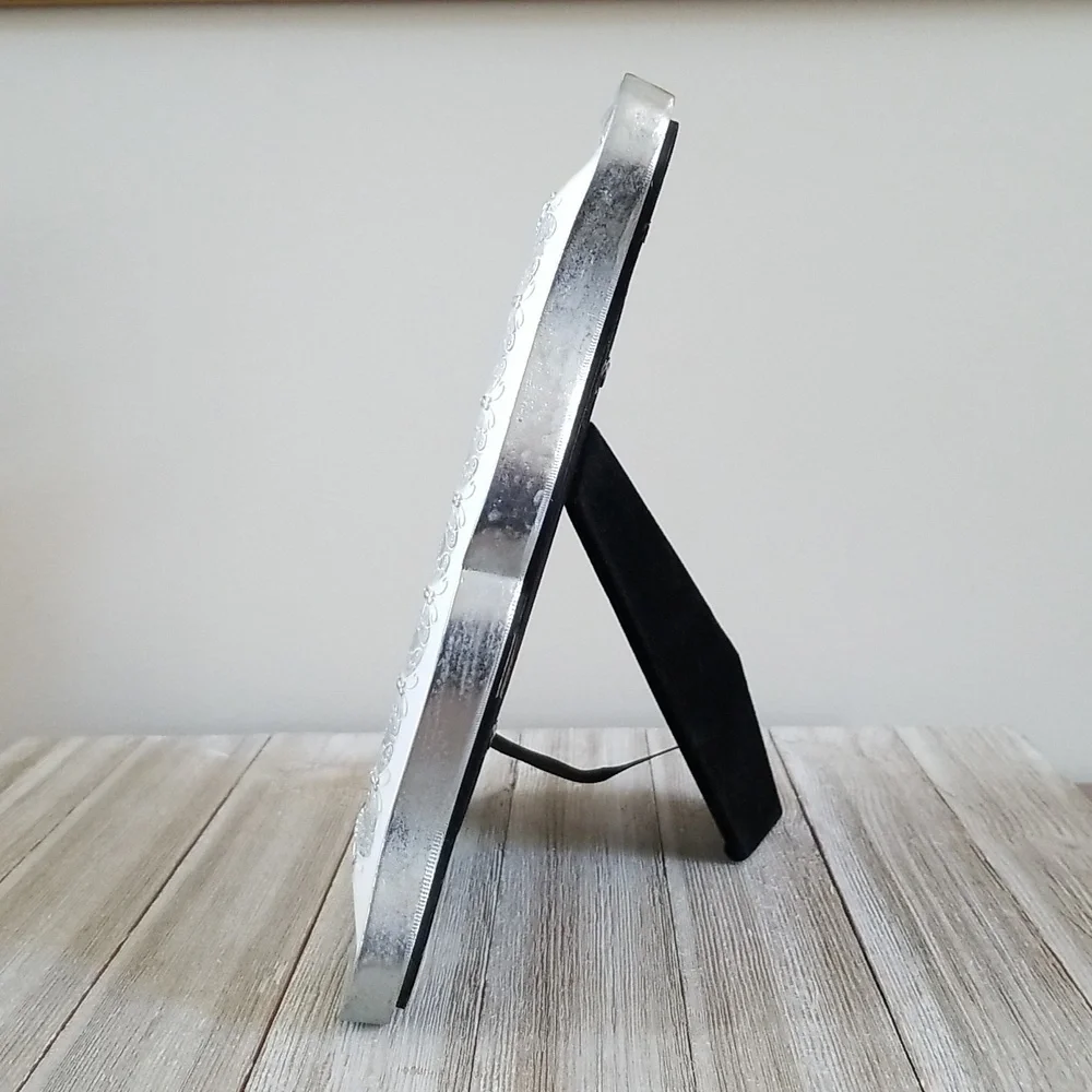 Elegant meets Whimsy Silver and White Picture Frame
